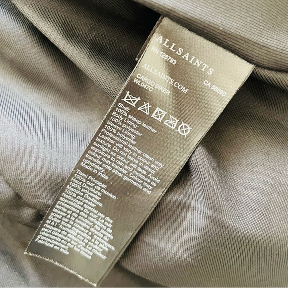 Allsaints US 6 Cargo 100% sheep leather Distressed Biker Jacket in black / grey - Picture 7 of 7